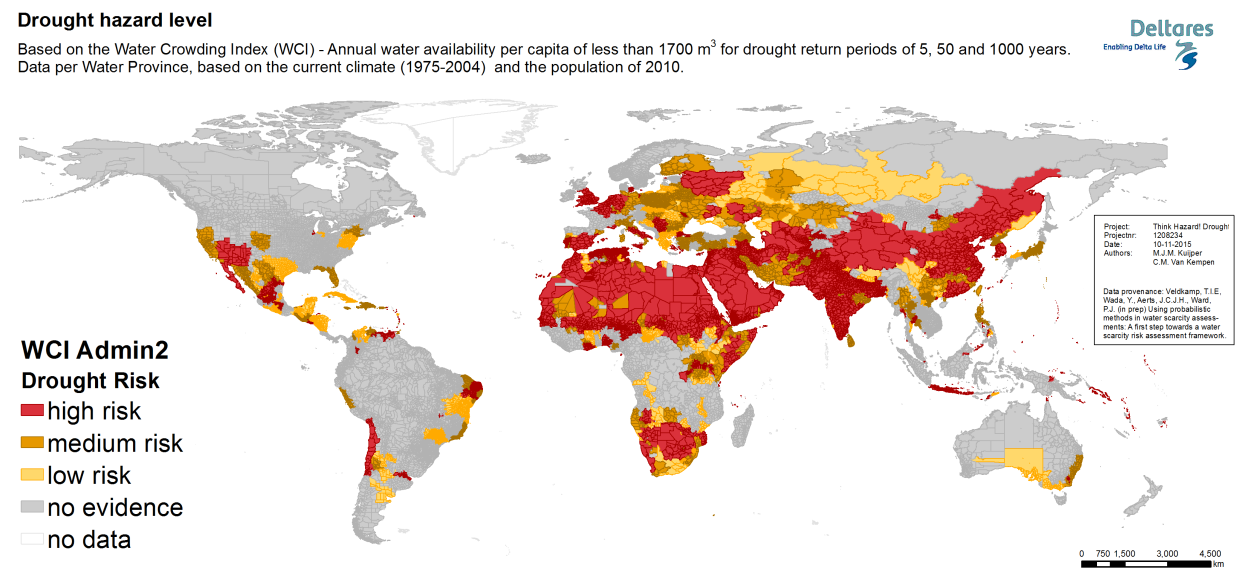 Water Crowding Index – Annual water availability per capita by ADM2 Unit